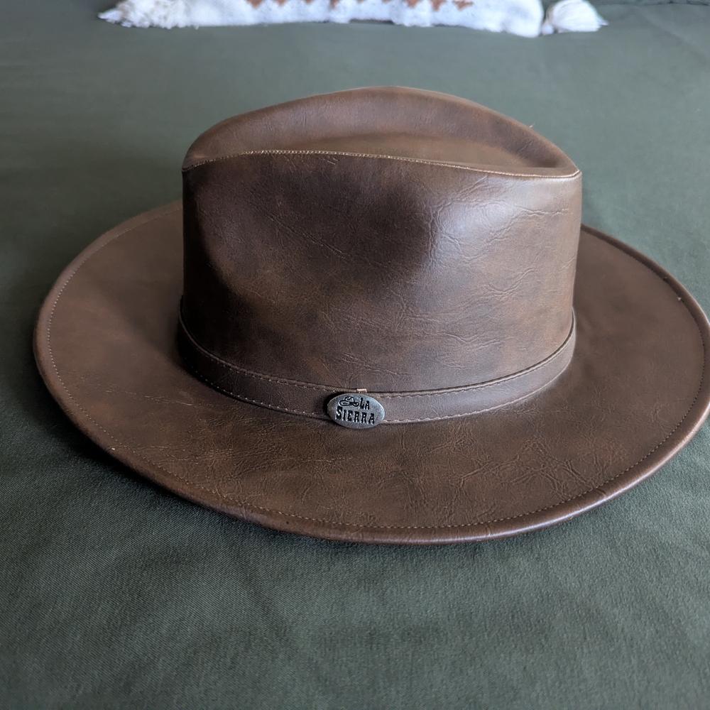 Brown Leather Fedora Hat